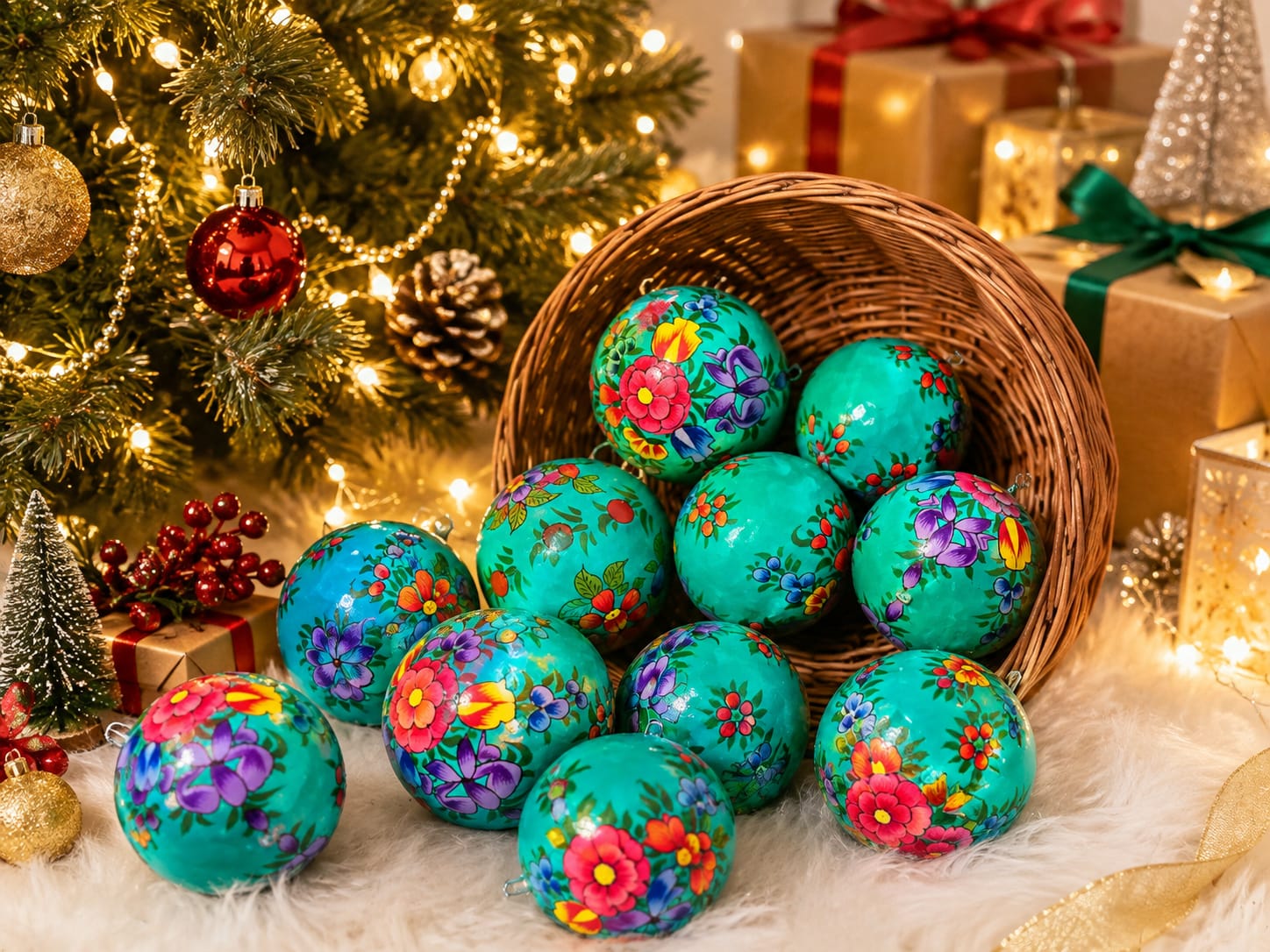 Paper mache baubles, papier mache Handmade Christmas Ornaments, Hand Painted Ornament, Handmade Christmas Baubles, Hanging Christmas baubles